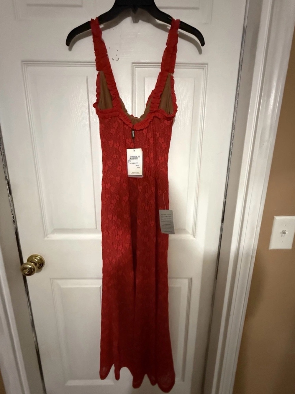 Bardot Red Lace Midi Dress - Picture 4 of 6